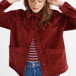 Madewell Corduroy Shacket/Jacket in Rust Orange